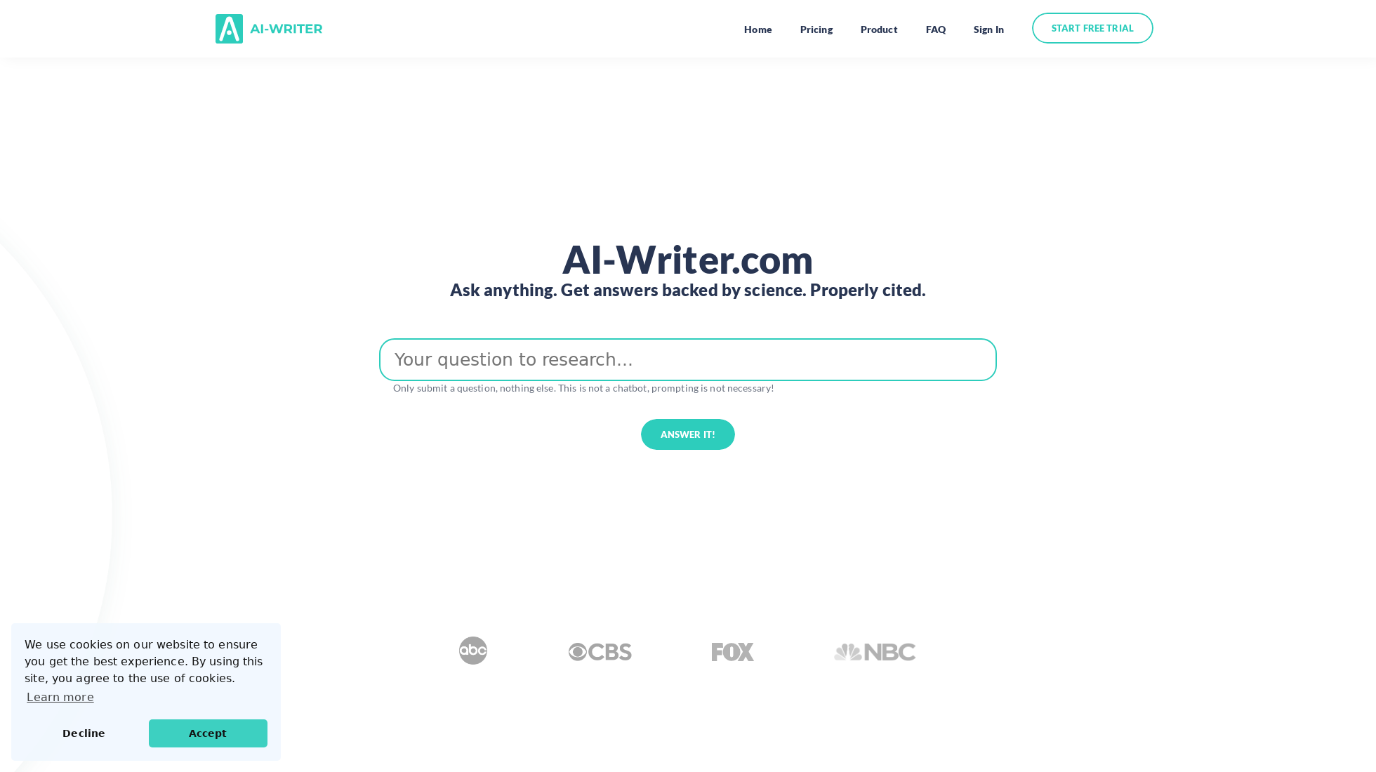ai-writer.com homepage screenshot