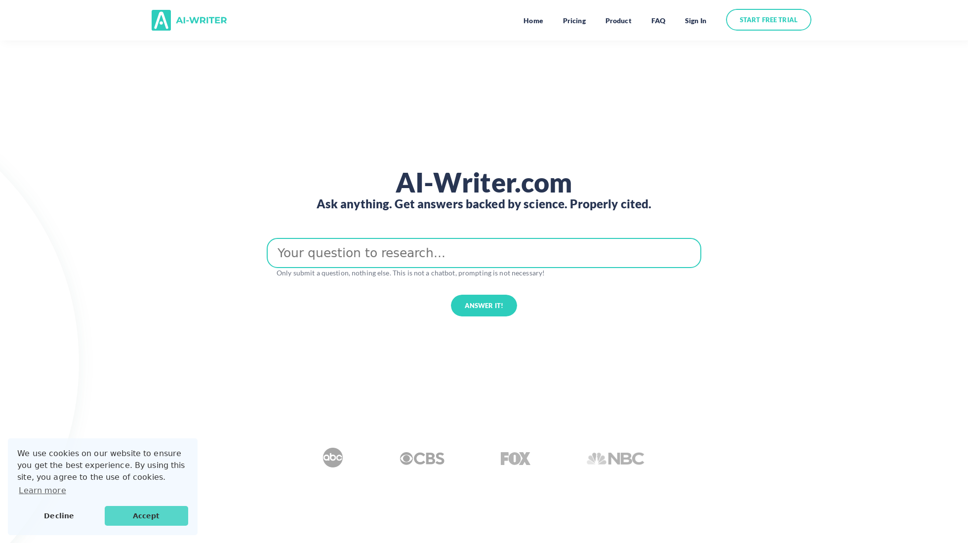 ai-writer.com homepage screenshot