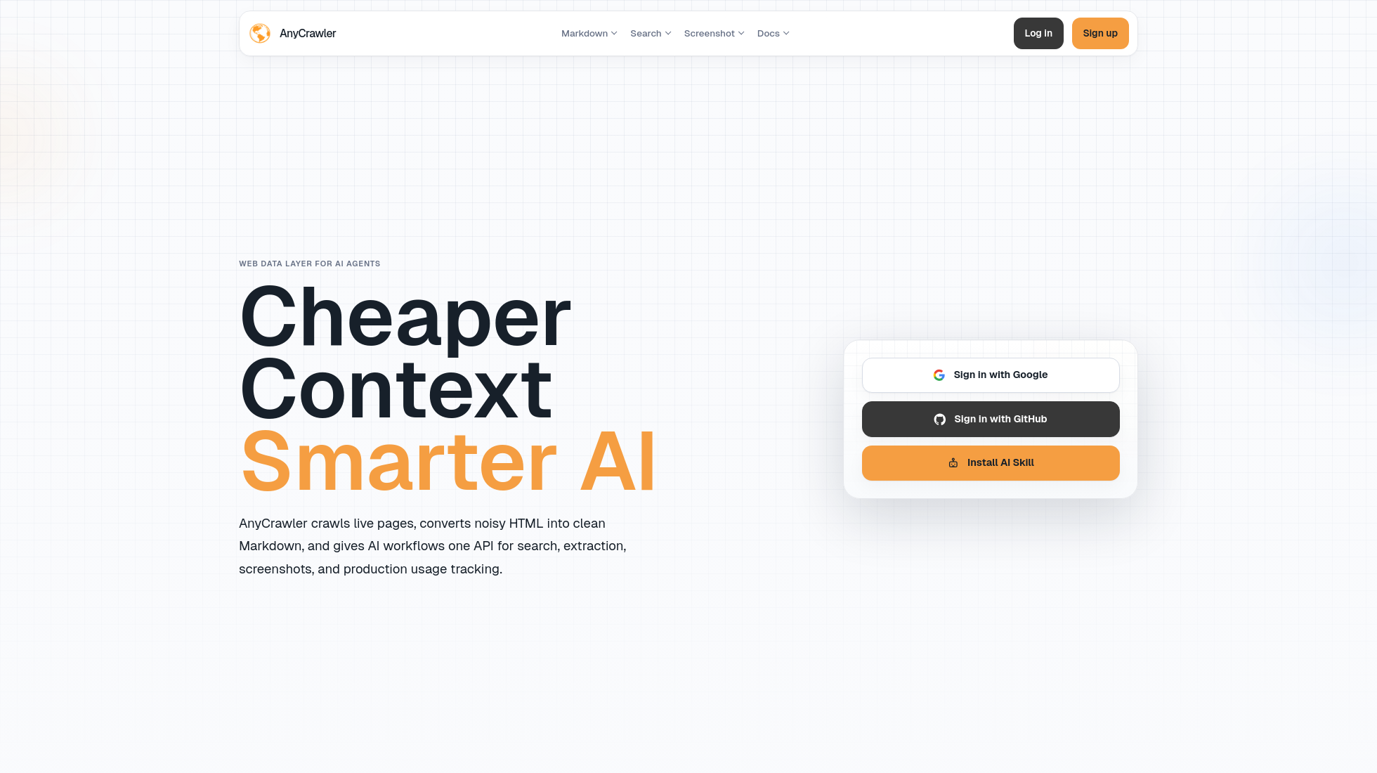 anycrawler.com homepage screenshot