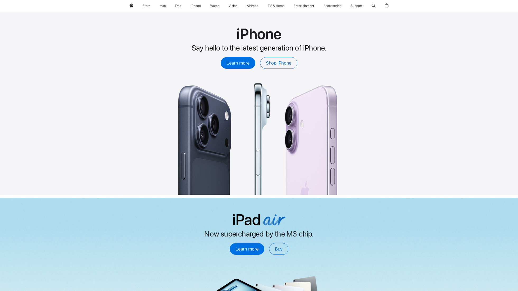apple.com homepage screenshot
