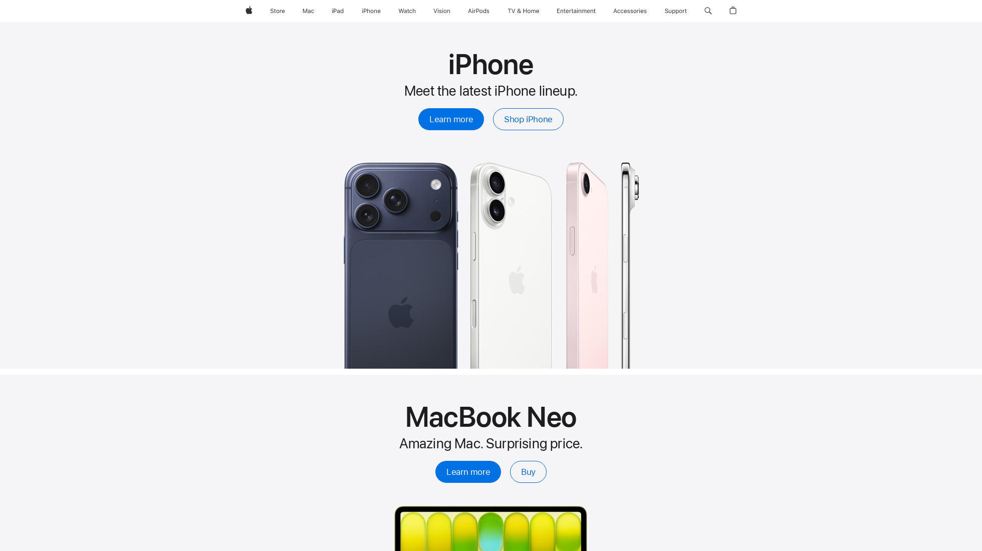 apple.com homepage screenshot