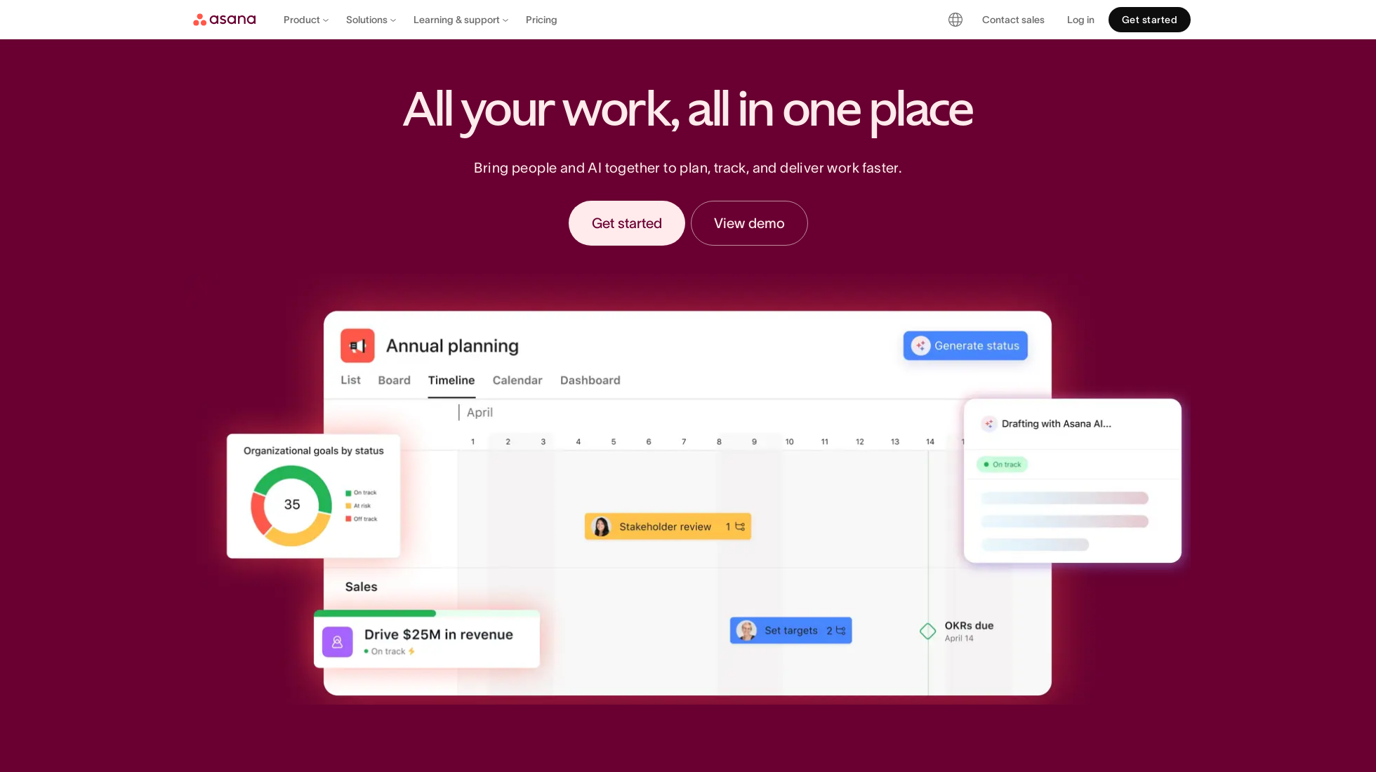 asana.com homepage screenshot