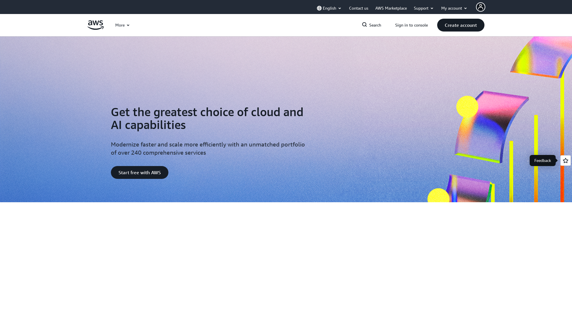 aws.com homepage screenshot