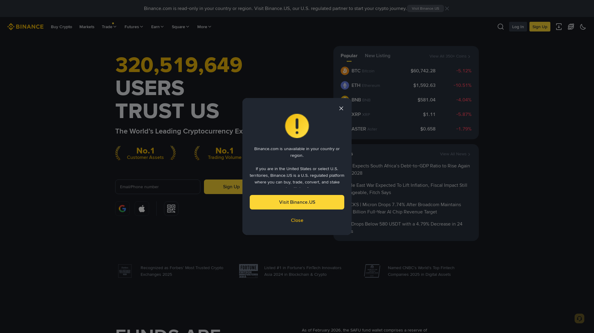 binance.com homepage screenshot
