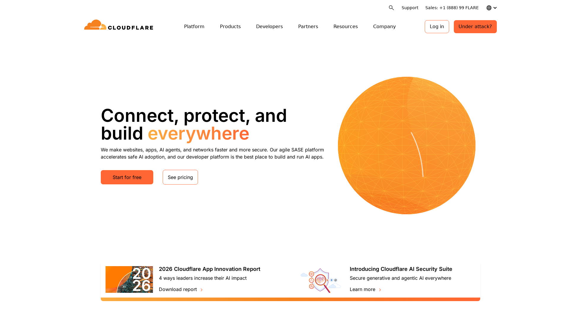cloudflare.com homepage screenshot