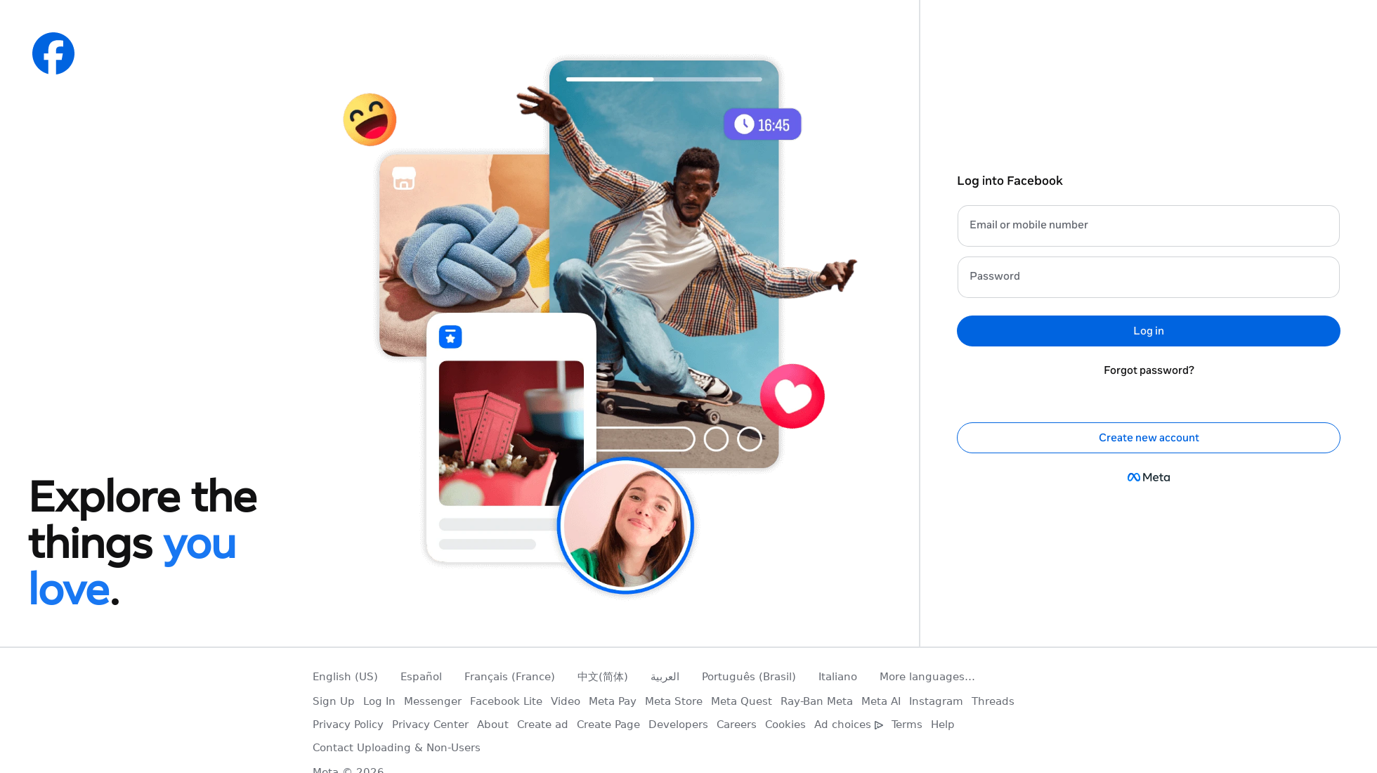 facebook.com homepage screenshot