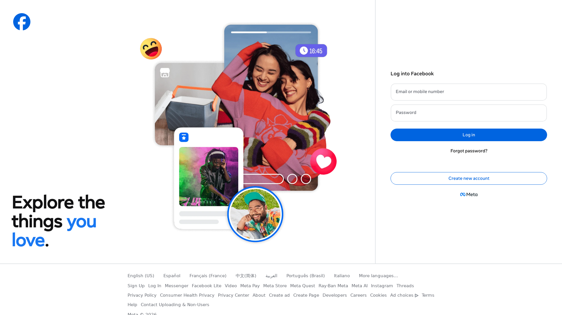 facebook.com homepage screenshot