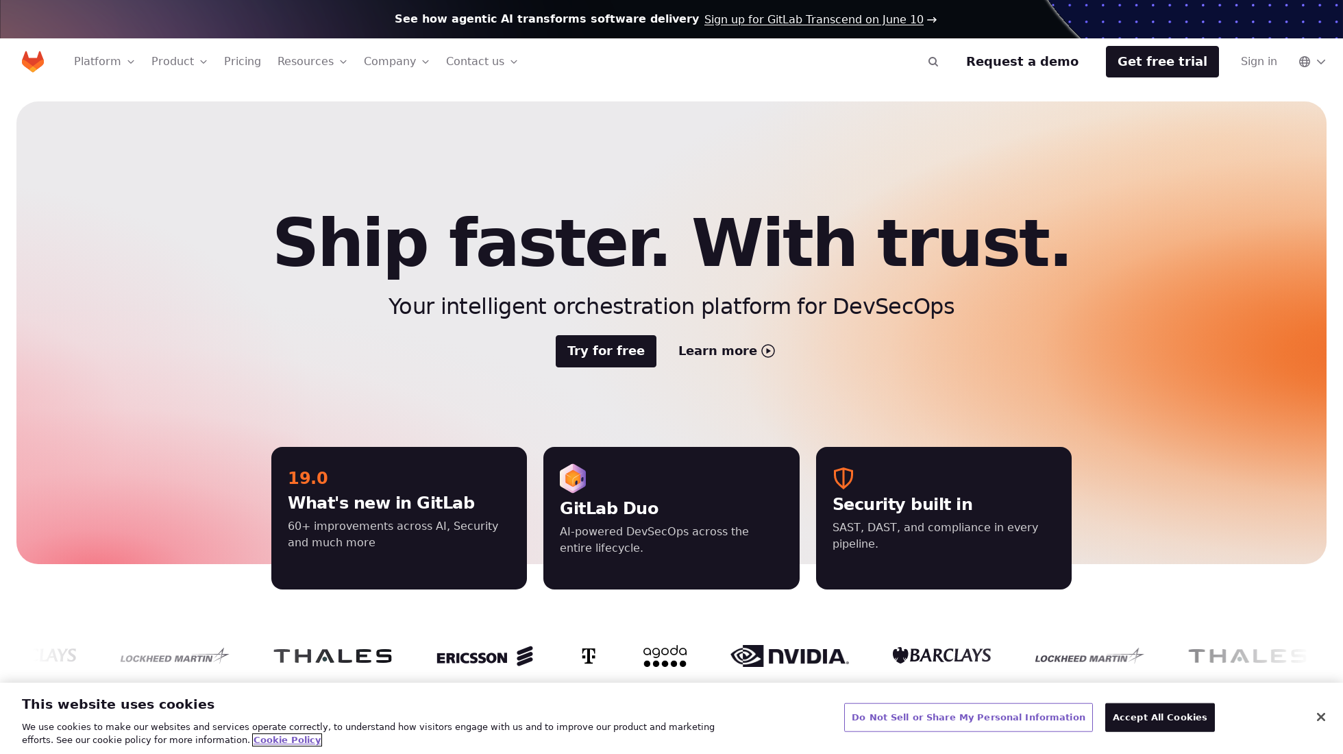 gitlab.com homepage screenshot