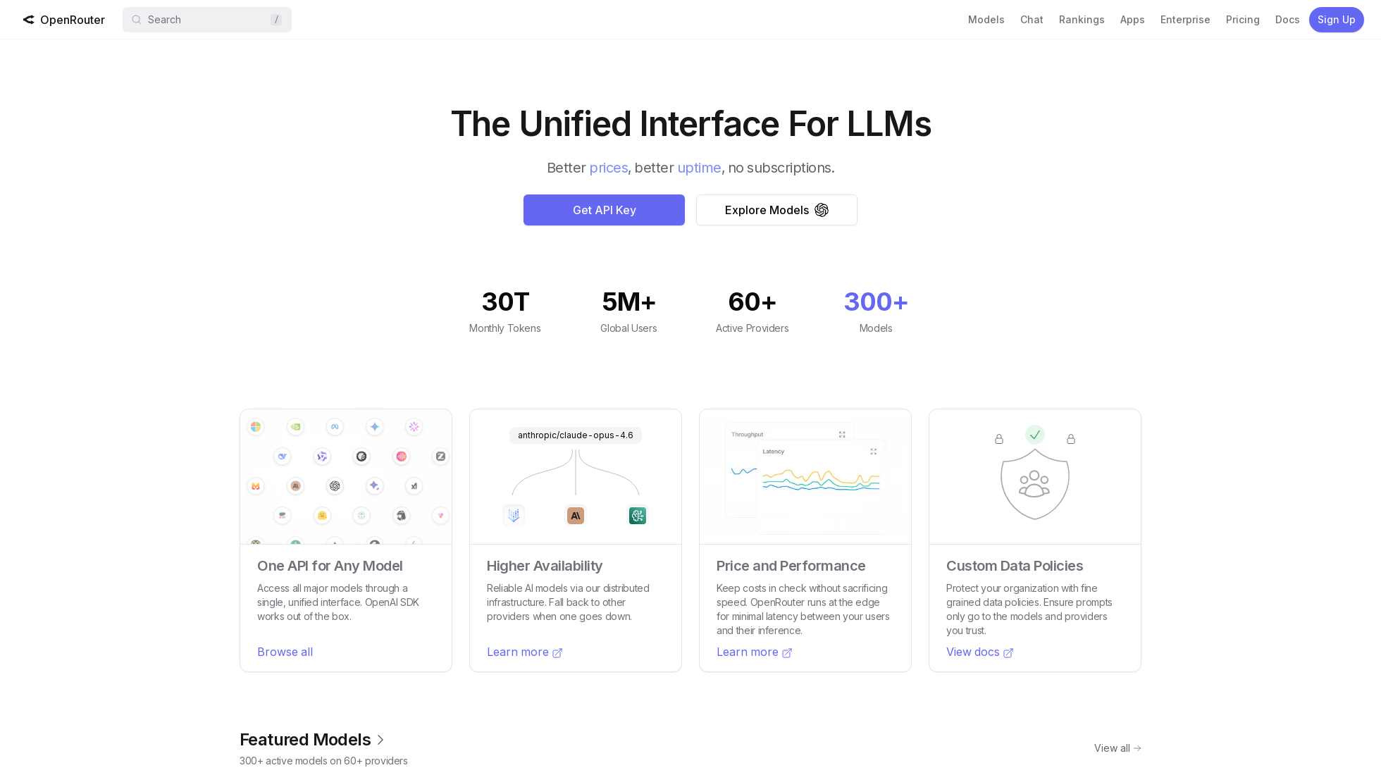 openrouter.ai homepage screenshot