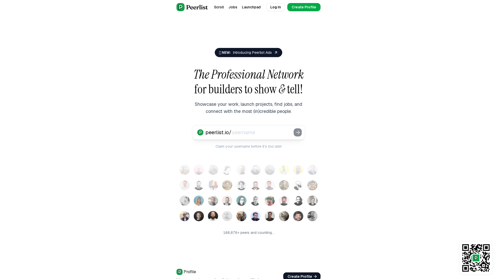 peerlist.io homepage screenshot