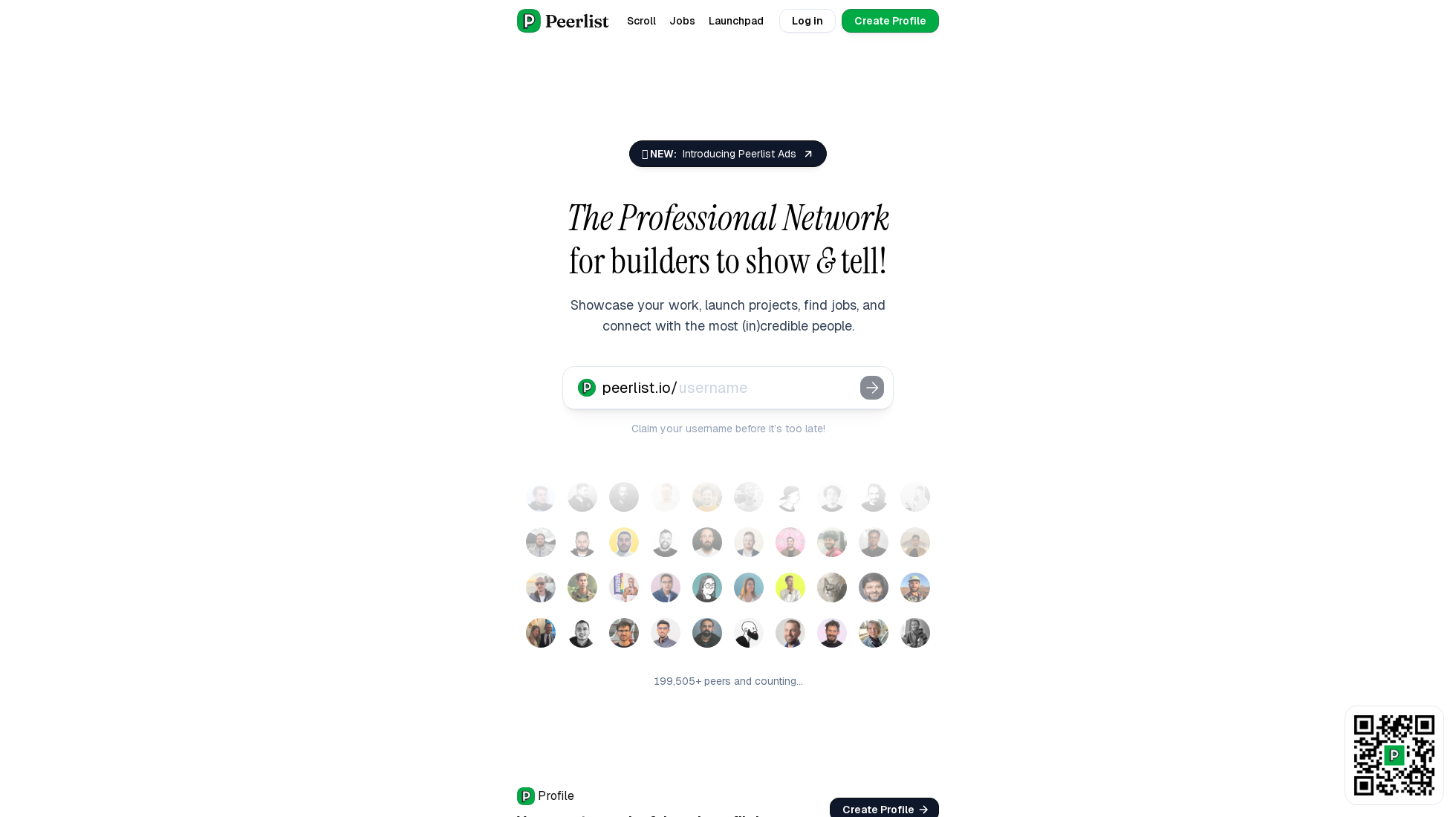 peerlist.io homepage screenshot