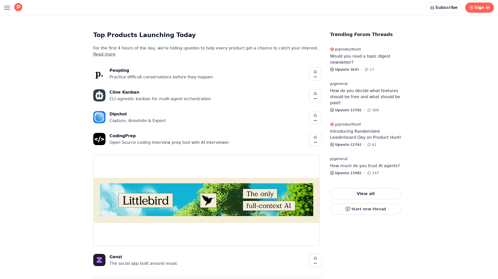 producthunt.com homepage screenshot