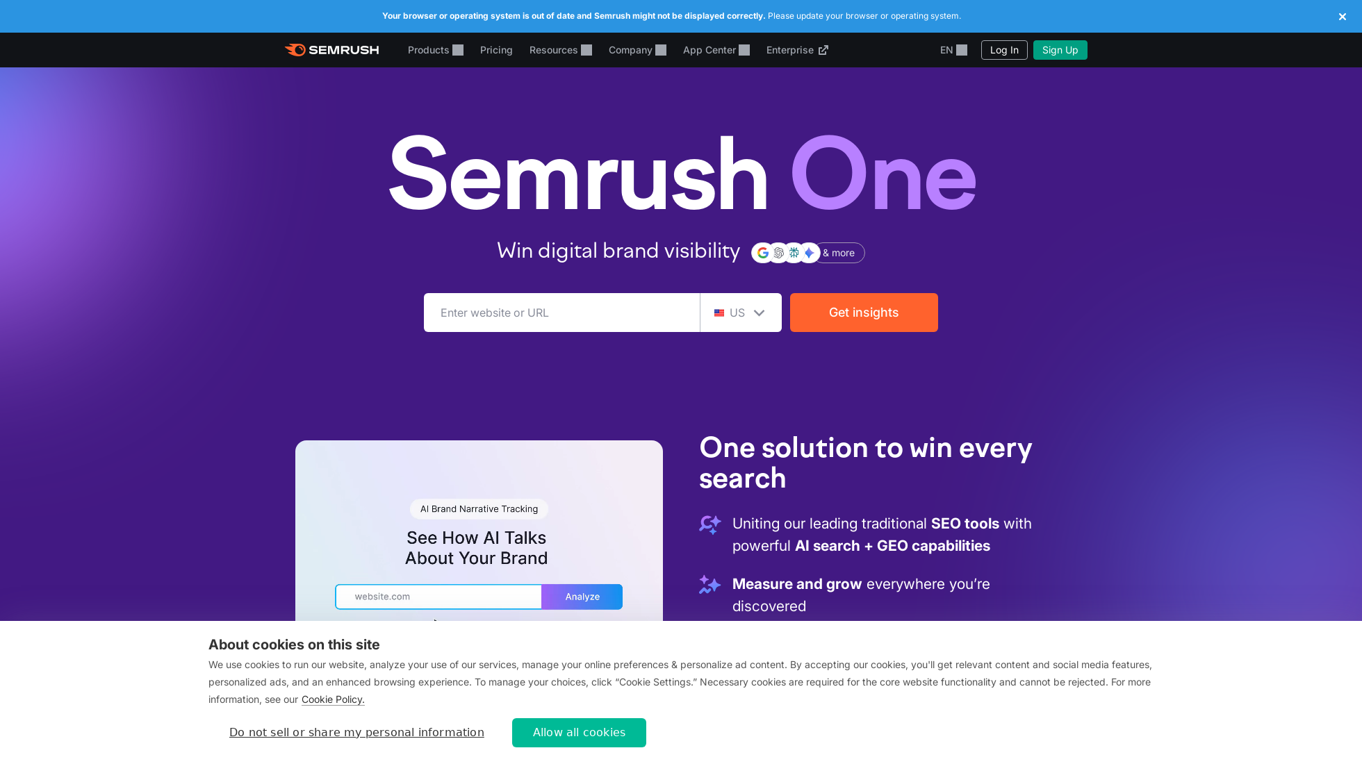 semrush.com homepage screenshot