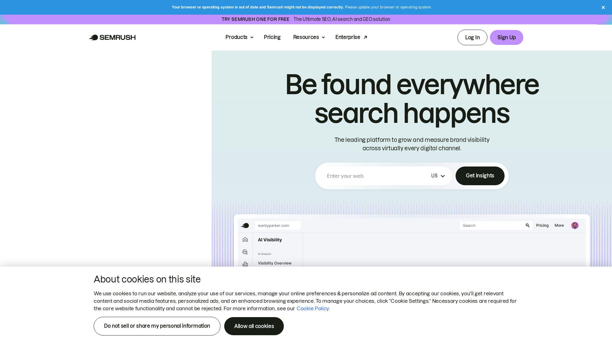 semrush.com homepage screenshot
