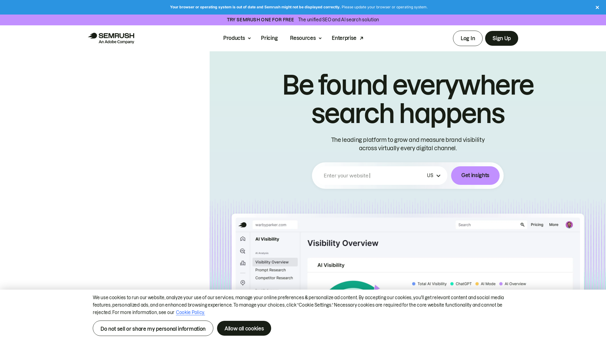 semrush.com homepage screenshot