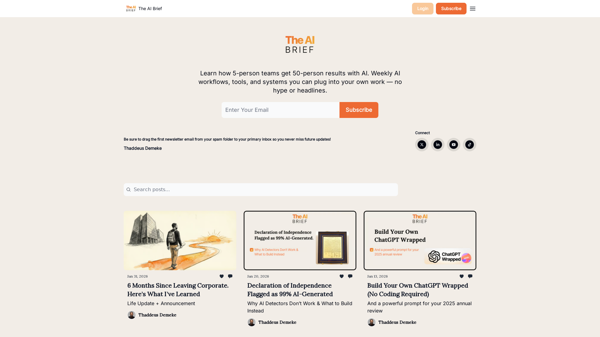 theaibrief.com homepage screenshot