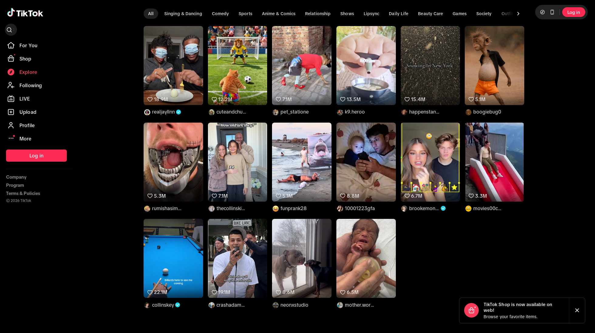 tiktok.com homepage screenshot