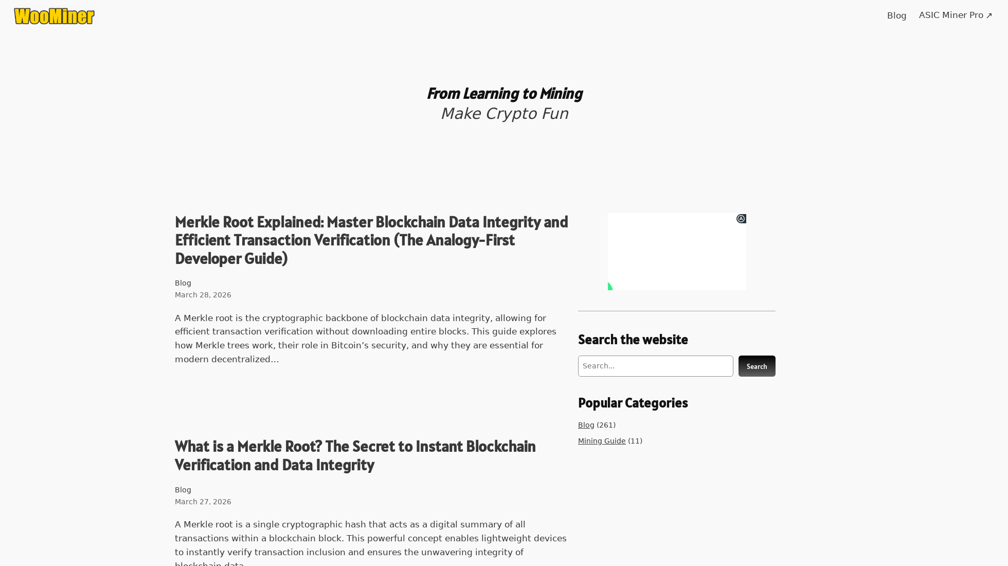 woominer.com homepage screenshot