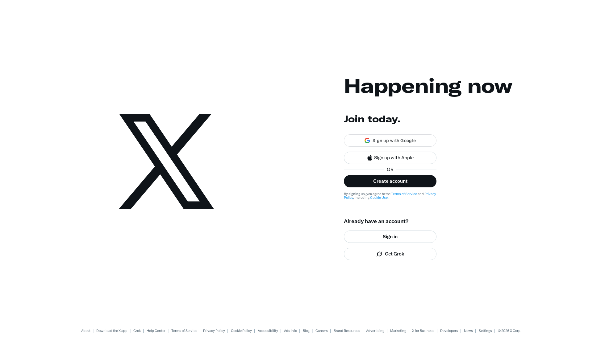x.com homepage screenshot