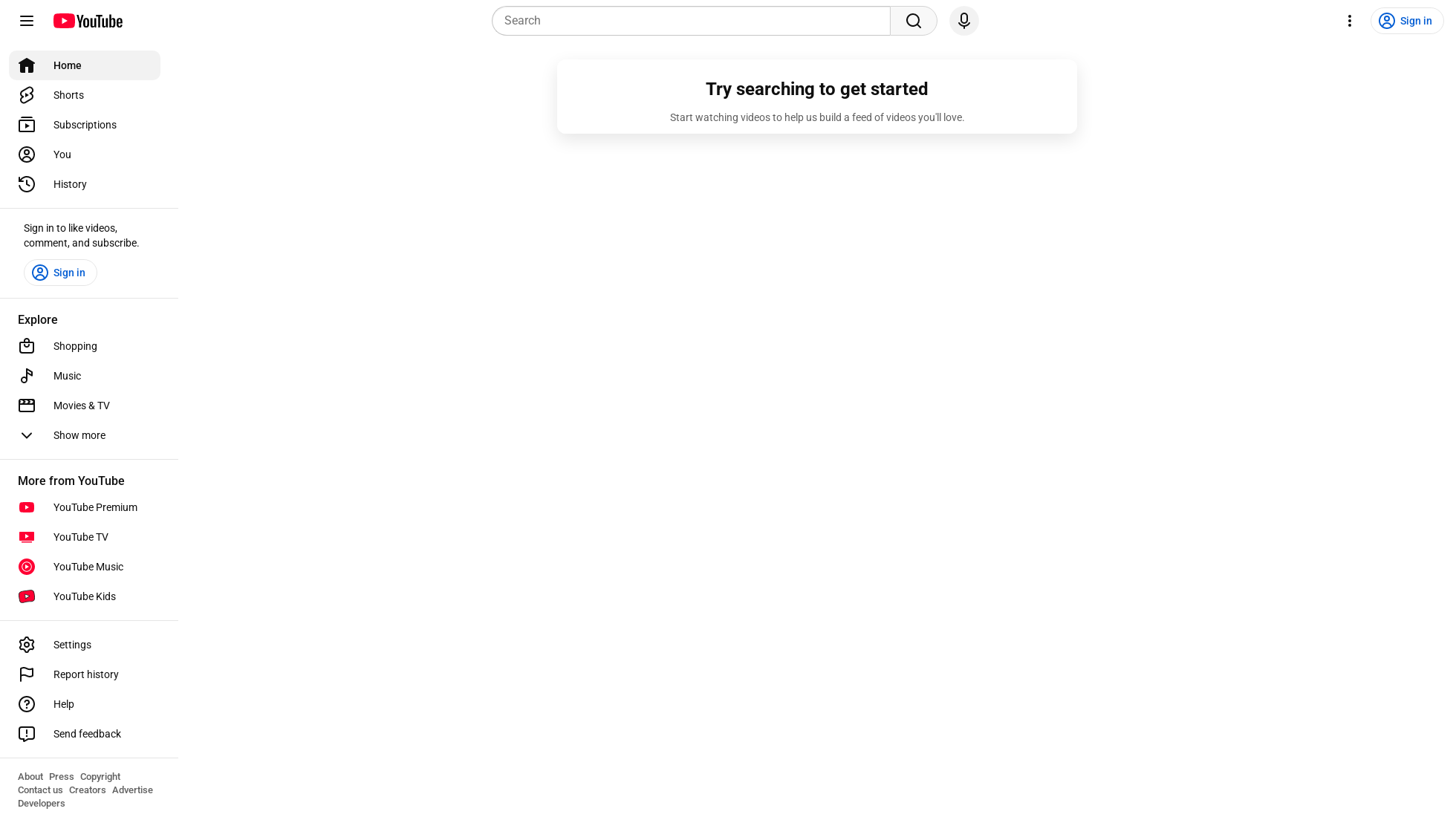 youtube.com homepage screenshot