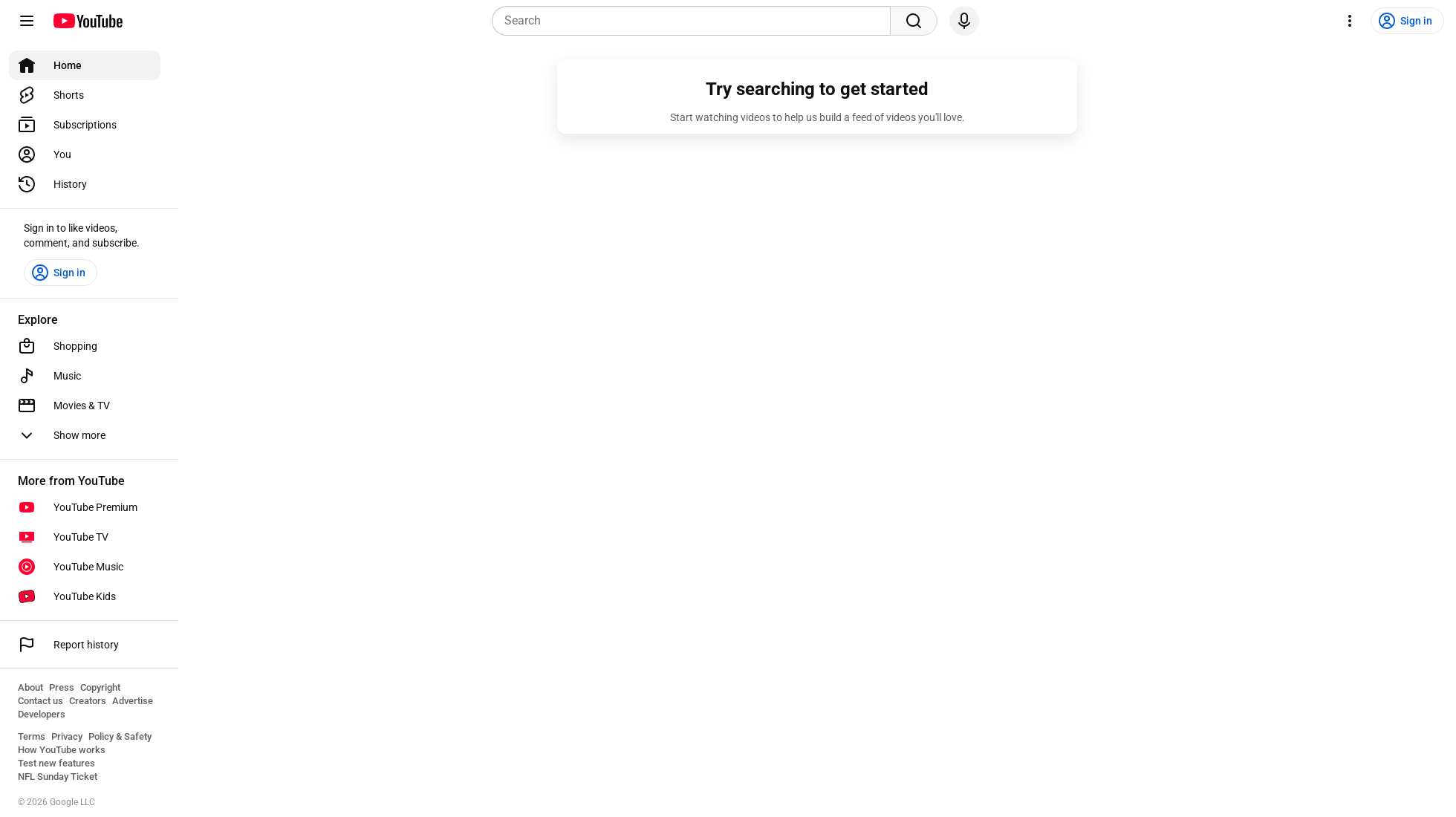 youtube.com homepage screenshot